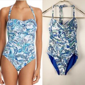 LAUREN RALPH LAUREN Sz 10 Fiesta Paisley Twist Bandeau Underwire Mio One-Piece